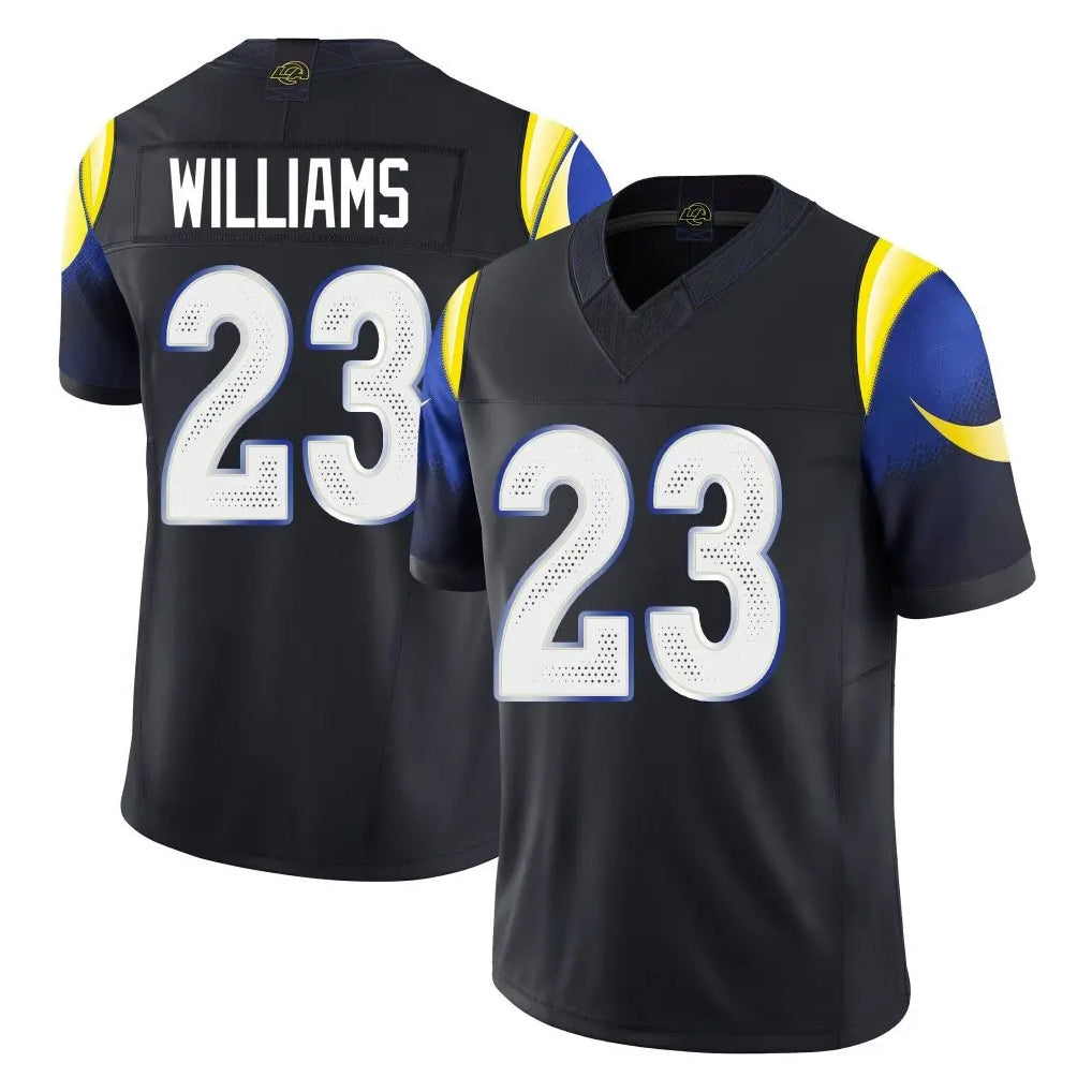 LA.Rams #23 Kyren Williams Player Black Midnight Rivalries Collection Limited Home Game Ldoa Stitched Jerseys