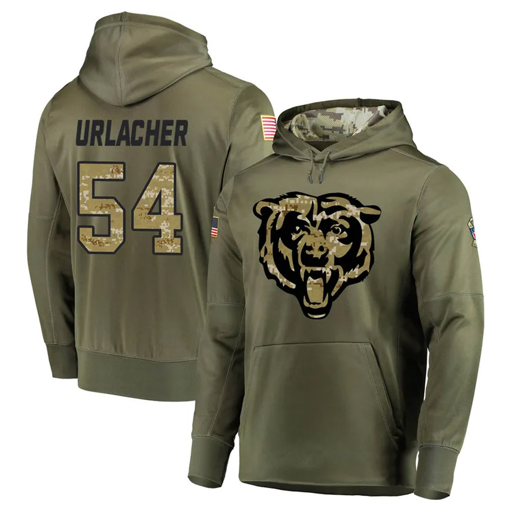 C.Bears #54 Brian Urlacher Player Olive Salute to Service Pullover Hoodies Home Game Ldoa Stitched Jerseys