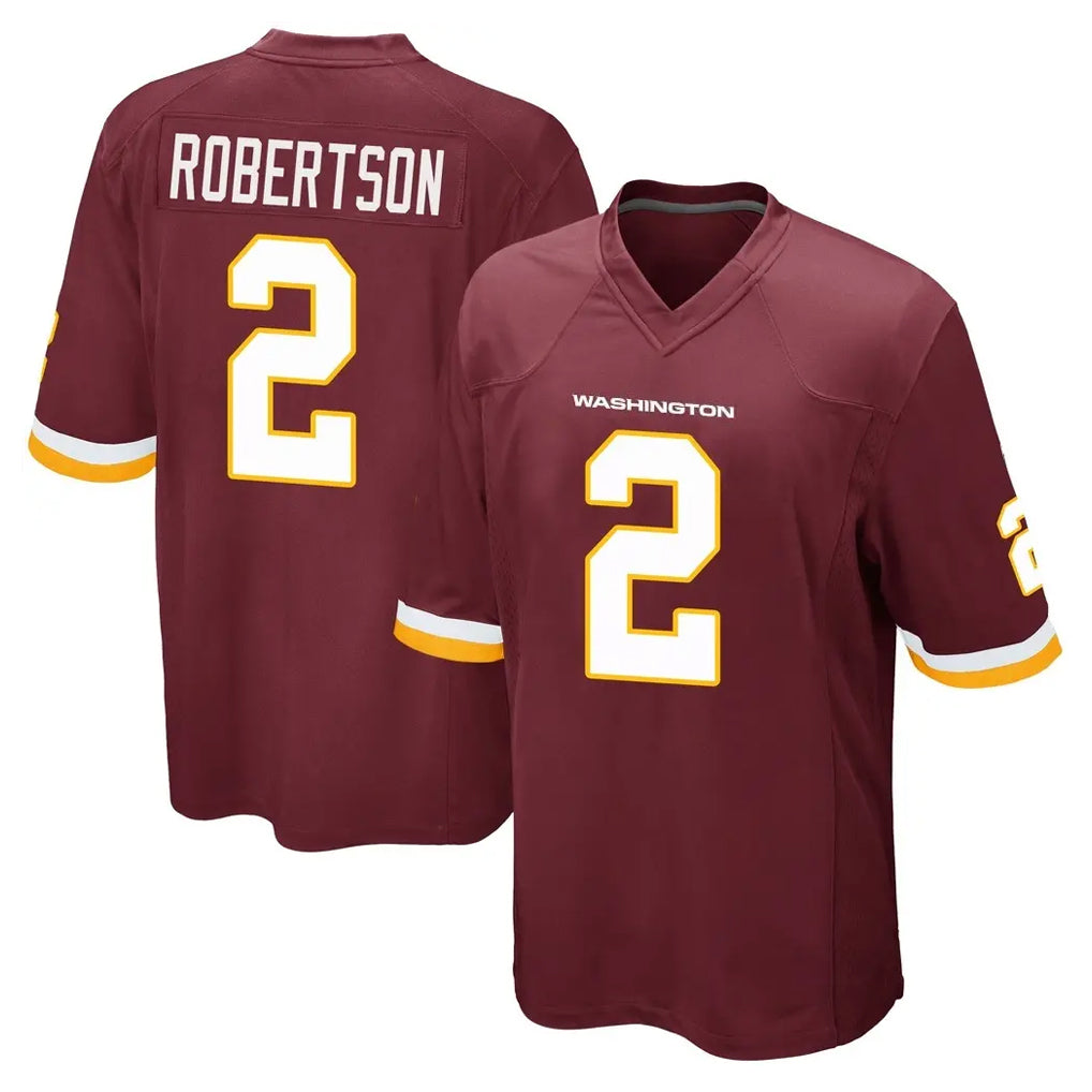 W.Commanders #2 Amik Robertson Player Burgundy Team Color Home Game Ldoa Stitched Jerseys