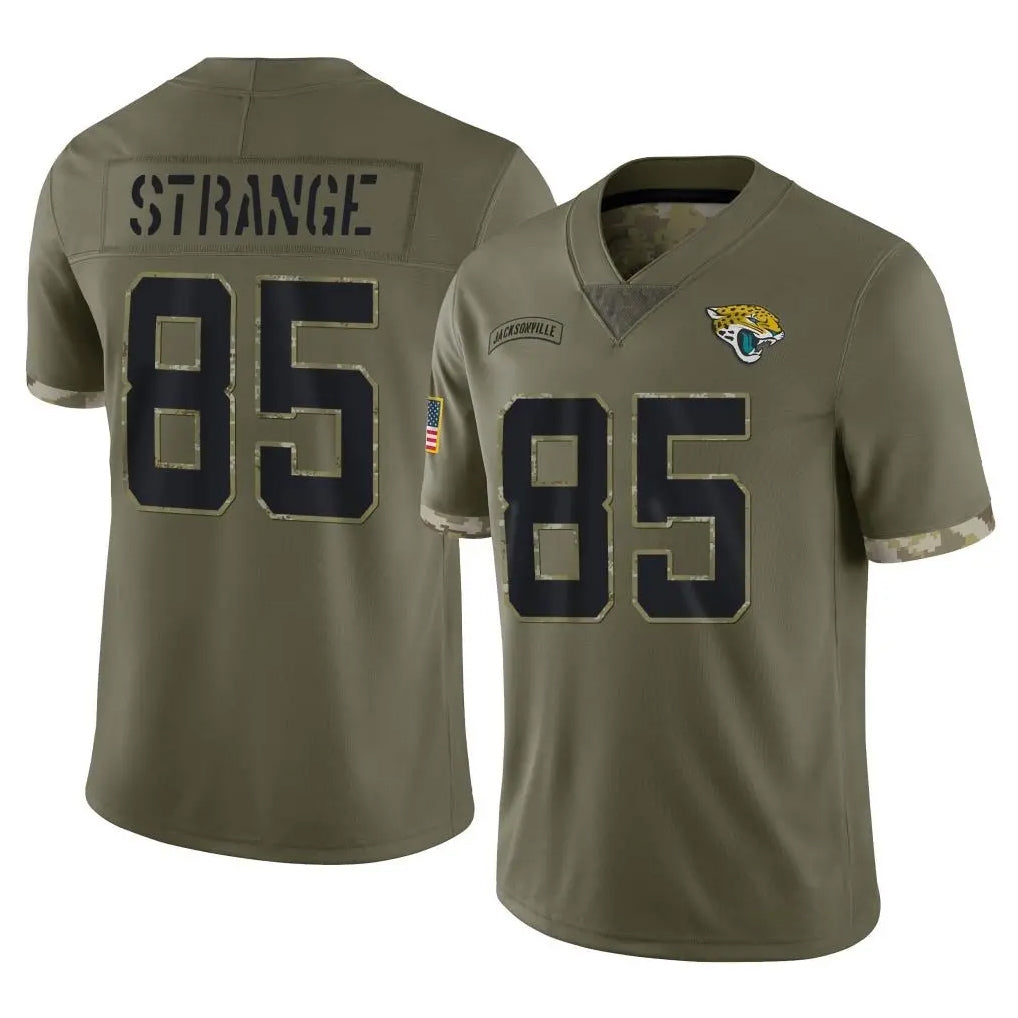 J.Jaguars #85 Brenton Strange Player Olive Salute To Service Limited Ldoa Stitched Jerseys