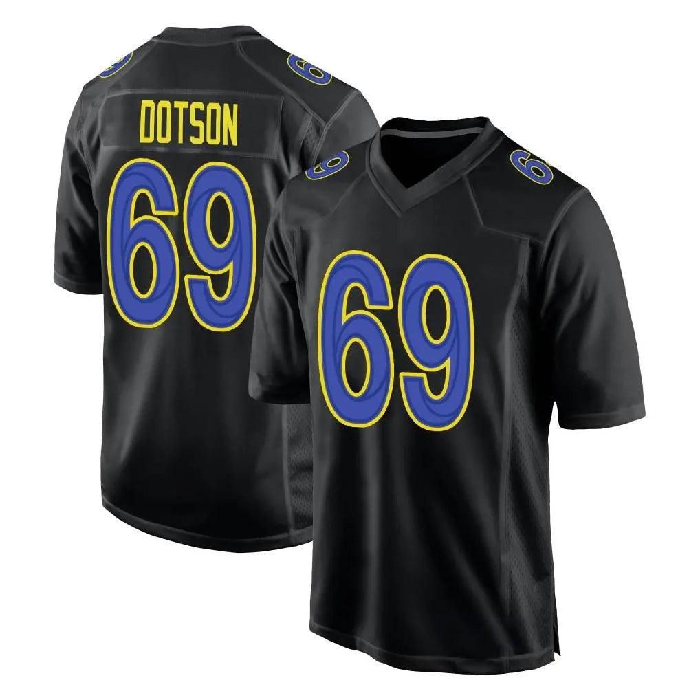 LA.Rams #69 Kevin Dotson Player Black Fashion Limited Home Game Ldoa Stitched Jerseys