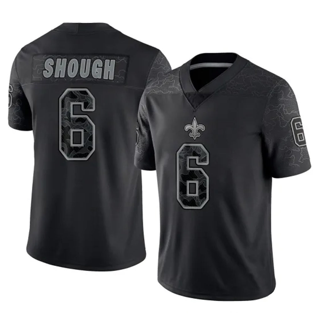 NO.Saints #6 Tyler Shough Player Black Limited Reflective Home Game Ldoa Stitched Jerseys