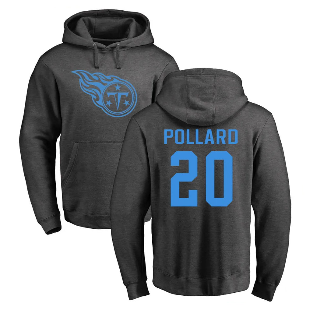 T.Titans #20 Tony Pollard Player Ash One Color Pullover Hoodies Home Game Ldoa Stitched Jerseys