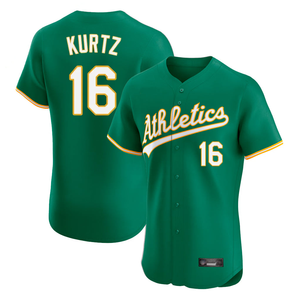 Athletics #16 Nick Kurtz Player Kelly Green Limited Elite Home Game Ldoa Stitched Jerseys