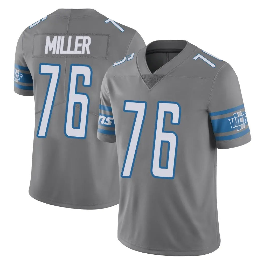D.Lions #76 Blake Miller Player Gray Vapor Untouchable Limited Home Game Ldoa Stitched Jerseys