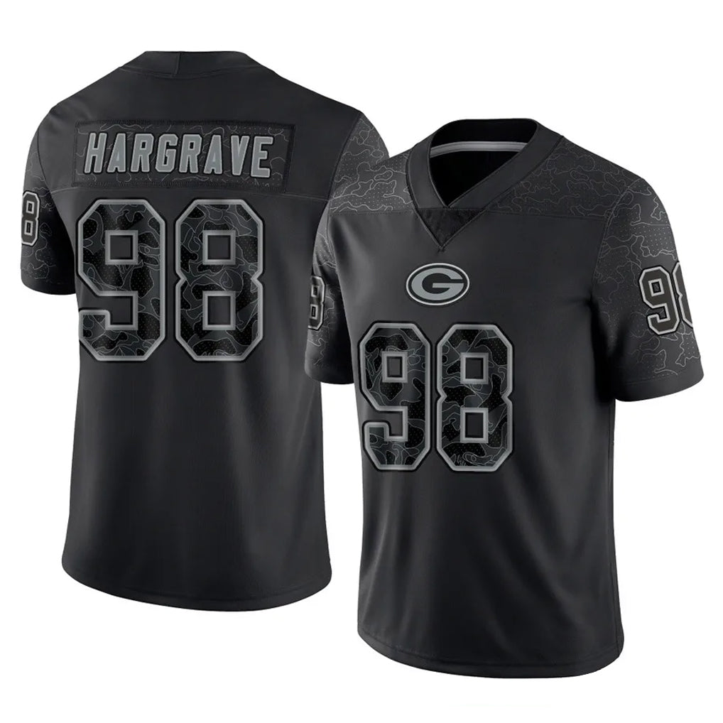 GB.Packers #98 Javon Hargrave Player Black Reflective Limited Home Game Ldoa Stitched Jerseys