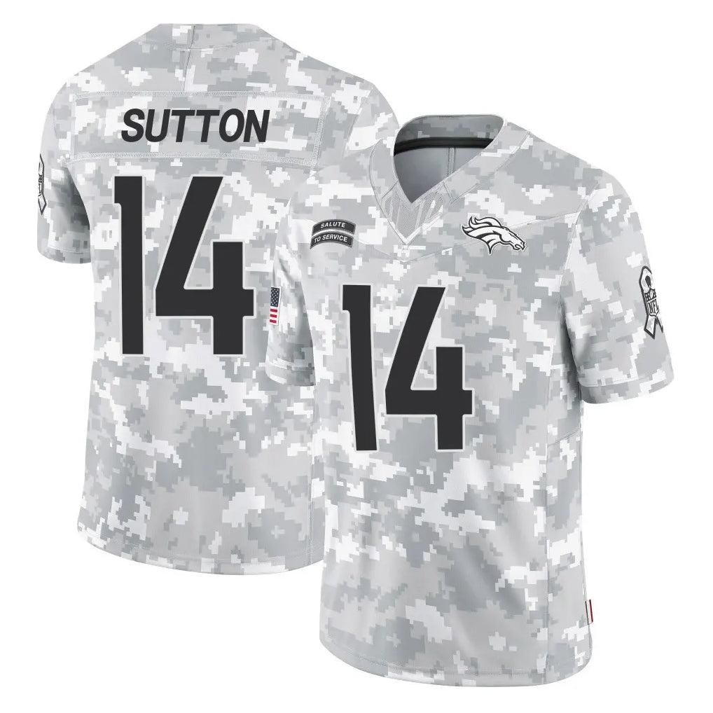 D.Broncos #14 Courtland Sutton Player Arctic Camo Salute To Service Limited Ldoa Stitched Jerseys