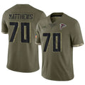 A.Falcons #70 Jake Matthews Player Olive Salute To Service Limited Ldoa Stitched Jerseys
