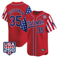 B.Orioles #35 Adley Rutschman Player Red USA 250 Independence Day Vapor Premier Limited Home Game Ldoa Stitched Jerseys