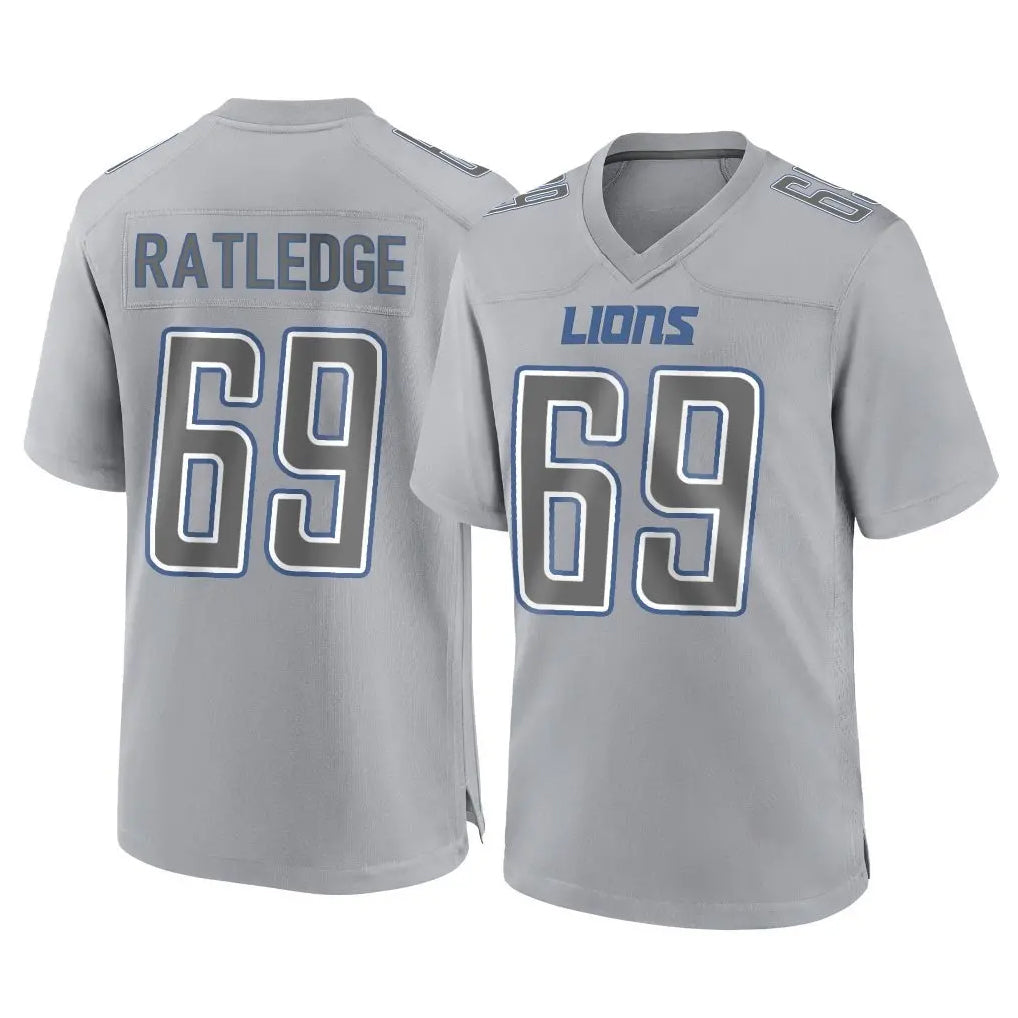 D.Lions #69 Tate Ratledge Player Gray Atmosphere Fashion Home Game Ldoa Stitched Jerseys