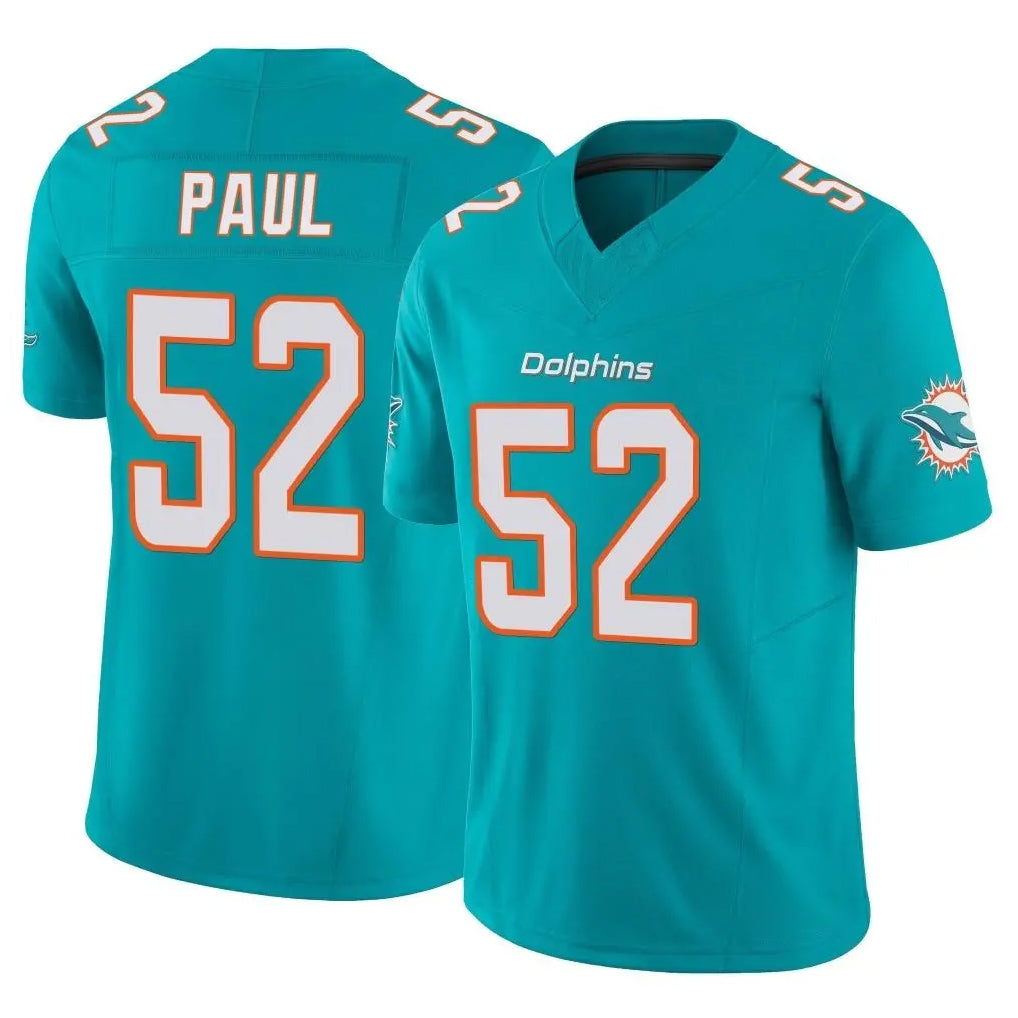 M.Dolphins #52 Patrick Paul Player Aqua Limited Vapor F.U.S.E. Home Game Ldoa Stitched Jerseys