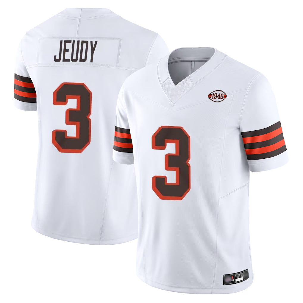C.Browns #3 Jerry Jeudy Player White Limited Vapor F.U.S.E. Alternate Game Ldoa Stitched Jerseys