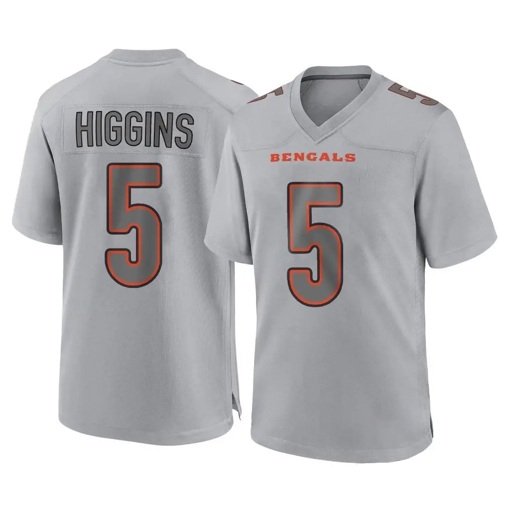 C.Bengals #5 Tee Higgins Player Gray Atmosphere Fashion Game Ldoa Stitched Jerseys