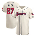 A.Braves #27 Austin Riley Player Cream Limited Elite Home Game Ldoa Stitched Jerseys