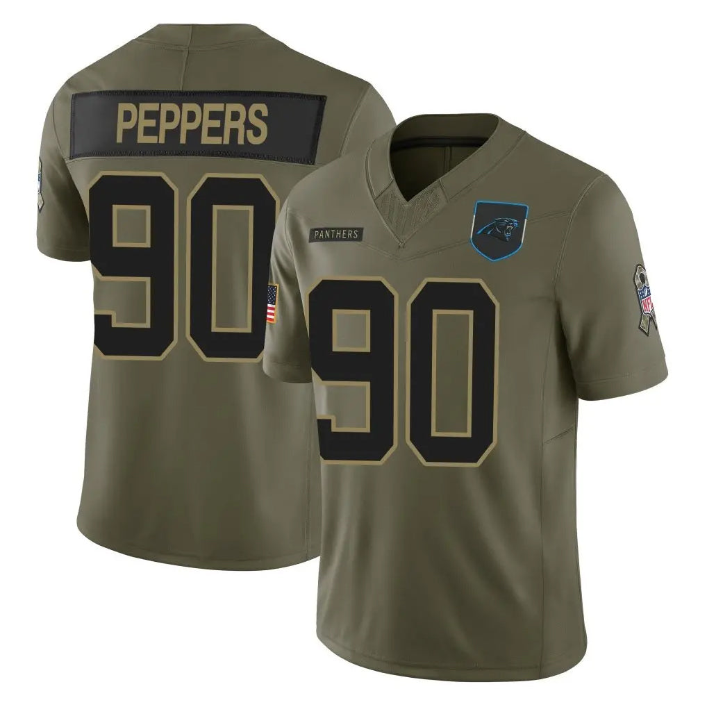 C.Panthers #90 Julius Peppers Player Olive Salute to Service Limited Home Game Ldoa Stitched Jerseys