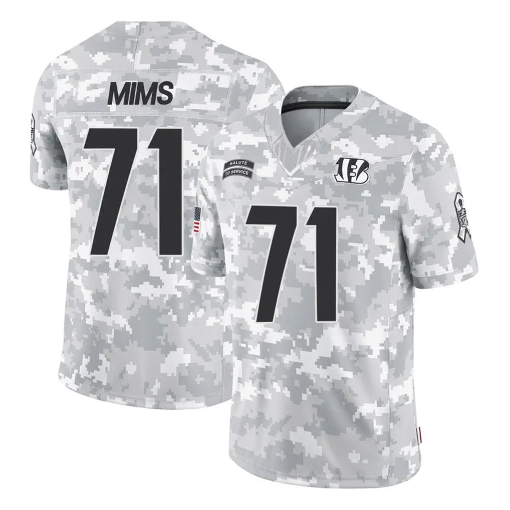 C.Bengals #71 Amarius Mims Player Arctic Camo Salute to Service Limited Ldoa Stitched Jerseys