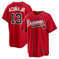 A.Braves #13 Ronald Acuna Jr Player Red Home Game Ldoa Stitched Jerseys