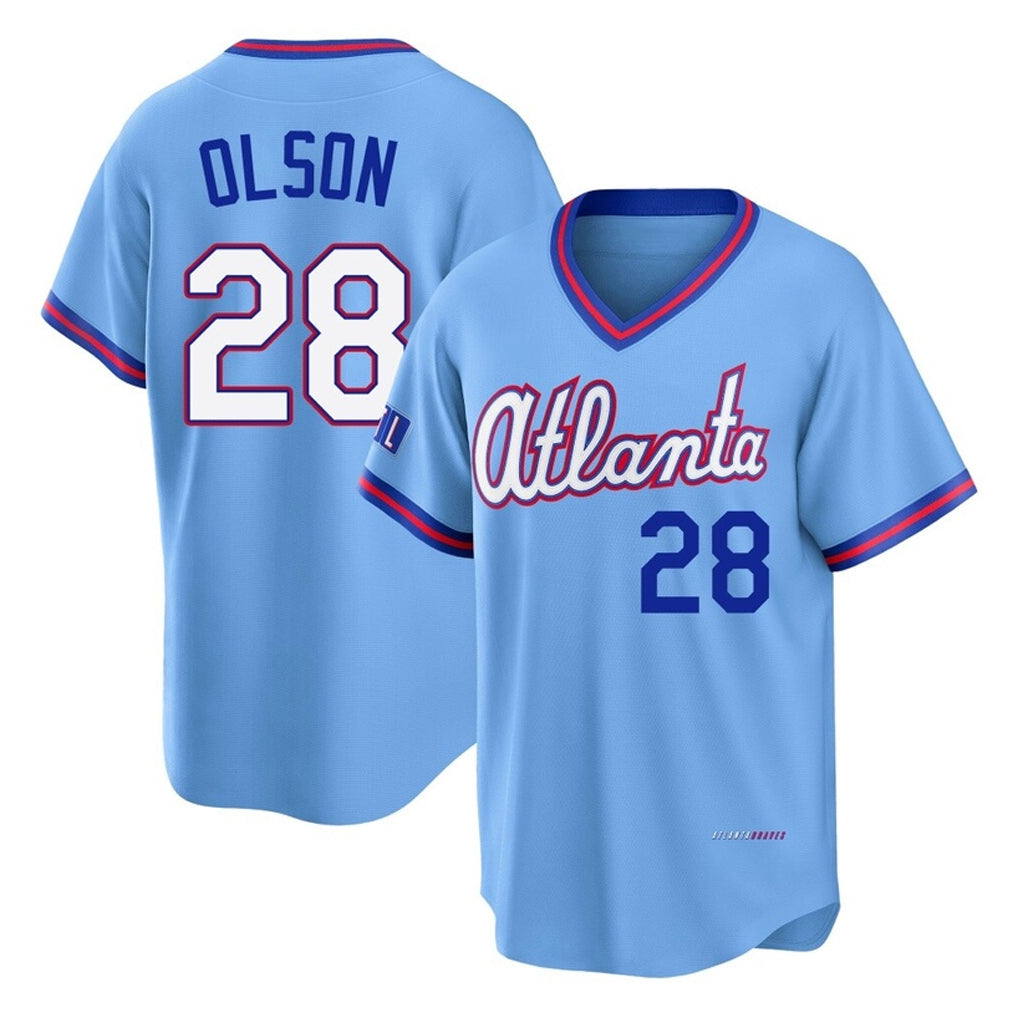 A.Braves #28 Matt Olson Player Powder Blue 2026 City Connect T-shirt Home Game Ldoa Stitched Jerseys