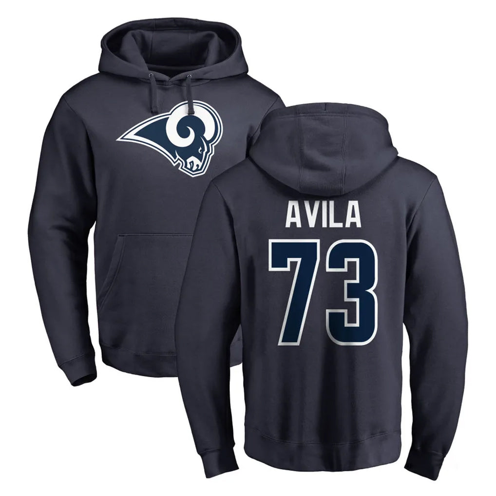 LA.Rams #73 Steve Avila Player Navy Pullover Hoodie Limited Game Ldoa Stitched Jerseys