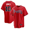 A.Braves #10 Chipper Jones Player Red Home Game Ldoa Stitched Jerseys