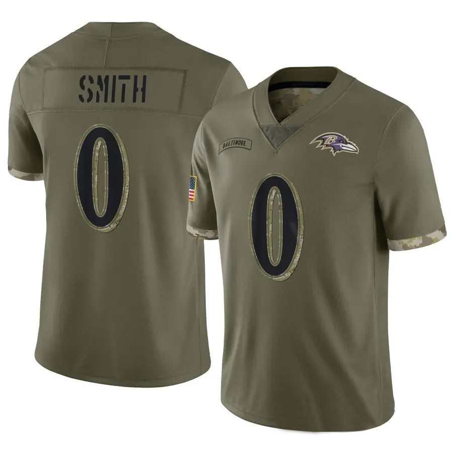B.Ravens #0 Roquan Smith Player Olive Salute To Service Ldoa Stitched Jerseys