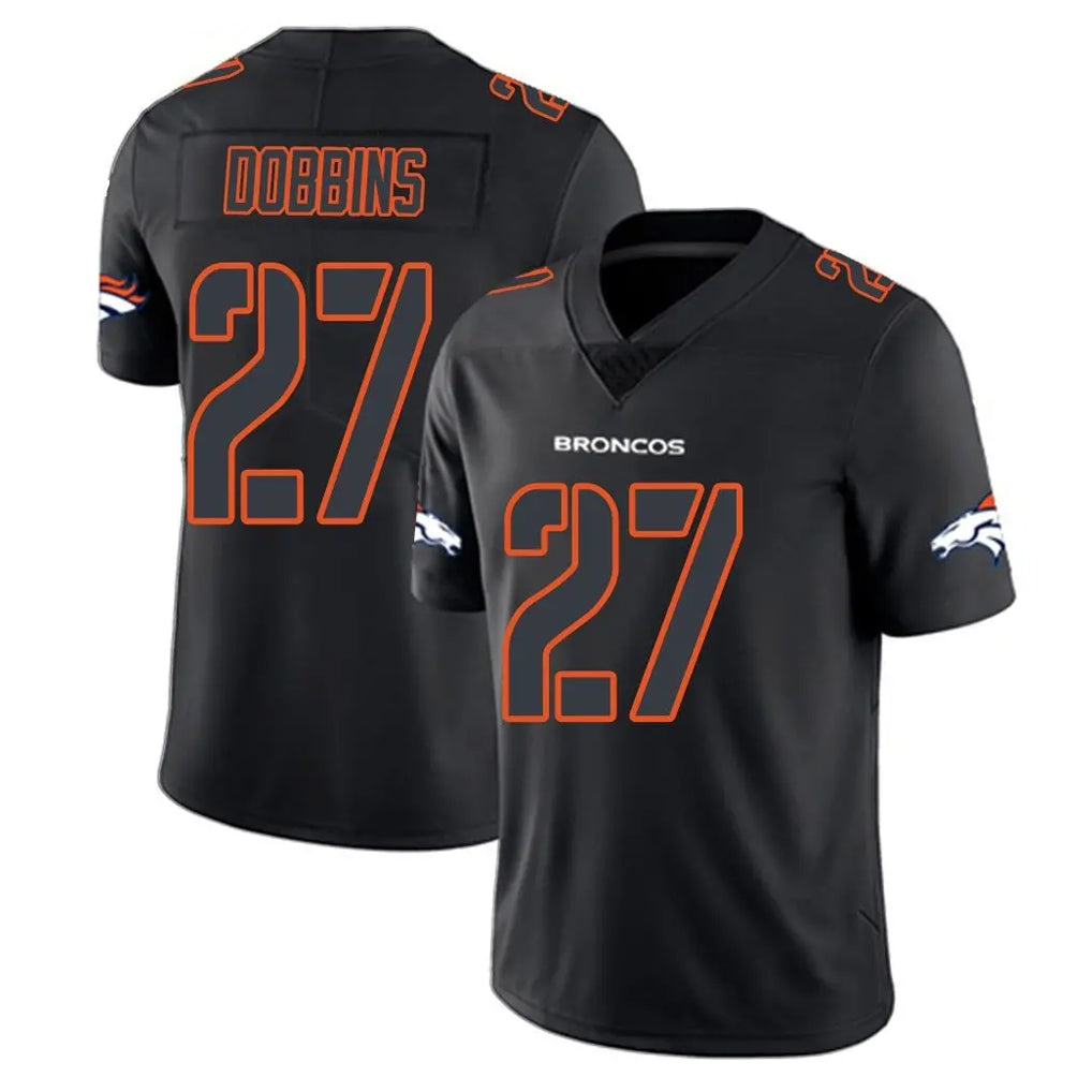 D.Broncos #27 J.K. Dobbins Player Black Impact Limited Game Ldoa Stitched Jerseys