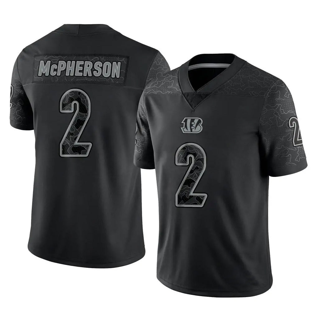 C.Bengals #2 Evan McPherson Player Black Reflective Limited Game Ldoa Stitched Jerseys