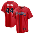 A.Braves #44 Hank Aaron Player Red Home Game Ldoa Stitched Jerseys