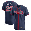 A.Braves #27 Austin Riley Player Navy Limited Elite Home Game Ldoa Stitched Jerseys