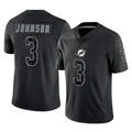 M.Dolphins #3 Chris Johnson Player Black Reflective Limited Game Ldoa Stitched Jerseys