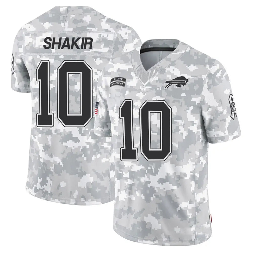 B.Bills #10 Khalil Shakir Player Arctic Camo Salute to Service Limited Ldoa Stitched Jerseys