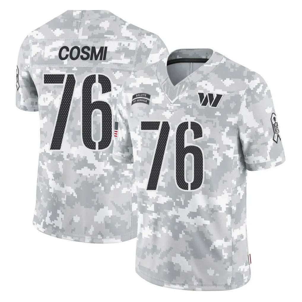 W.Commanders #76 Sam Cosmi Player Arctic Camo Limited Salute To Service Home Game Ldoa Stitched Jerseys