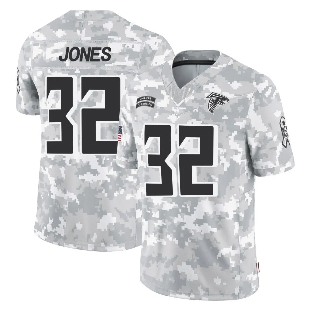 A.Falcons #32 Cash Jones Player Camo Salute to Service Limited Ldoa Stitched Jerseys