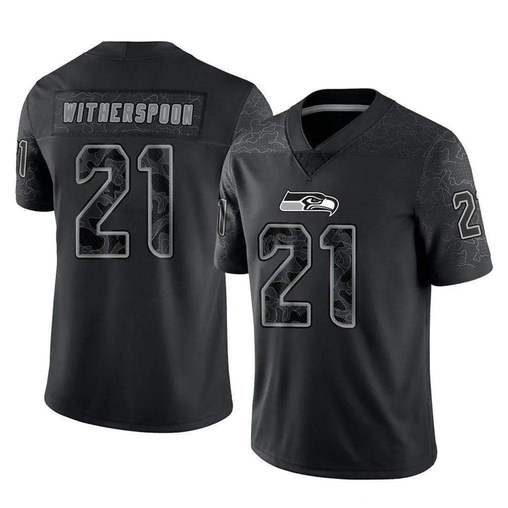S.Seahawks #21 Devon Witherspoon Player Black Limited Reflective Home Game Ldoa Stitched Jerseys