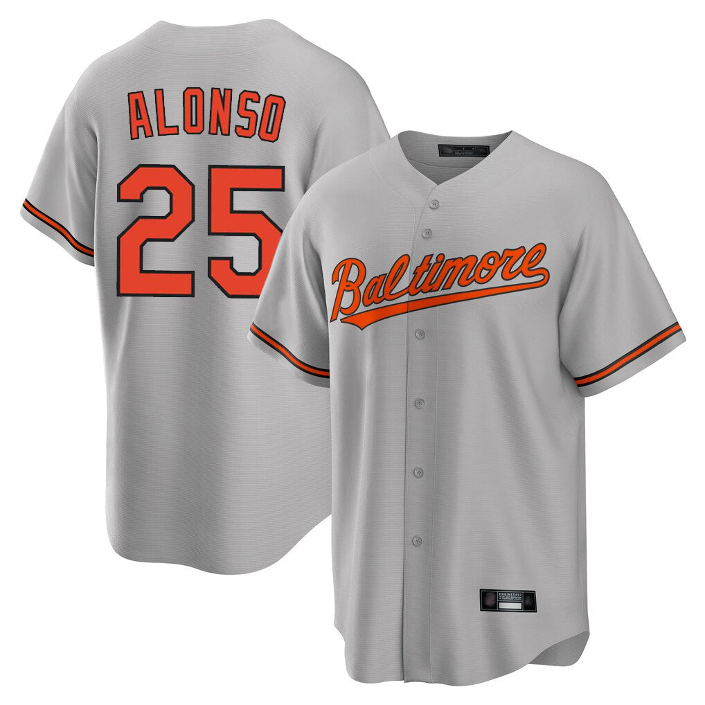 B.Orioles #25 Pete Alonso Player Gray Home Game Ldoa Stitched Jerseys