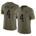 C.Panthers #4 Tetairoa McMillan Player Olive Salute to Service Game Ldoa Stitched Jerseys