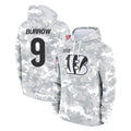 C.Bengals #9 Joe Burrow Player Arctic Camo Salute to Service Pullover Hoodie Limited Ldoa Stitched Jerseys