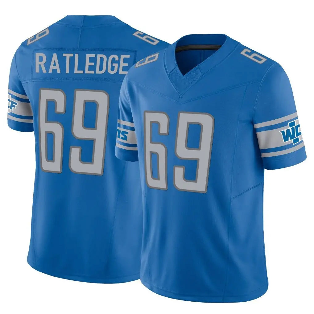 D.Lions #69 Tate Ratledge Player Blue Vapor F.U.S.E. Limited Home Game Ldoa Stitched Jerseys