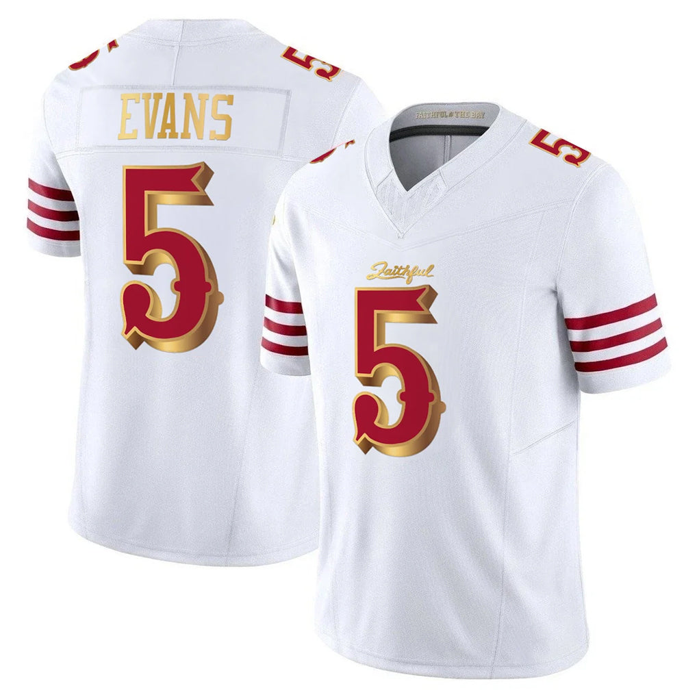 SF.49ers #5 Mike Evans Player White 2025 Rivalries Collection Game Limited Ldoa Stitched Jerseys