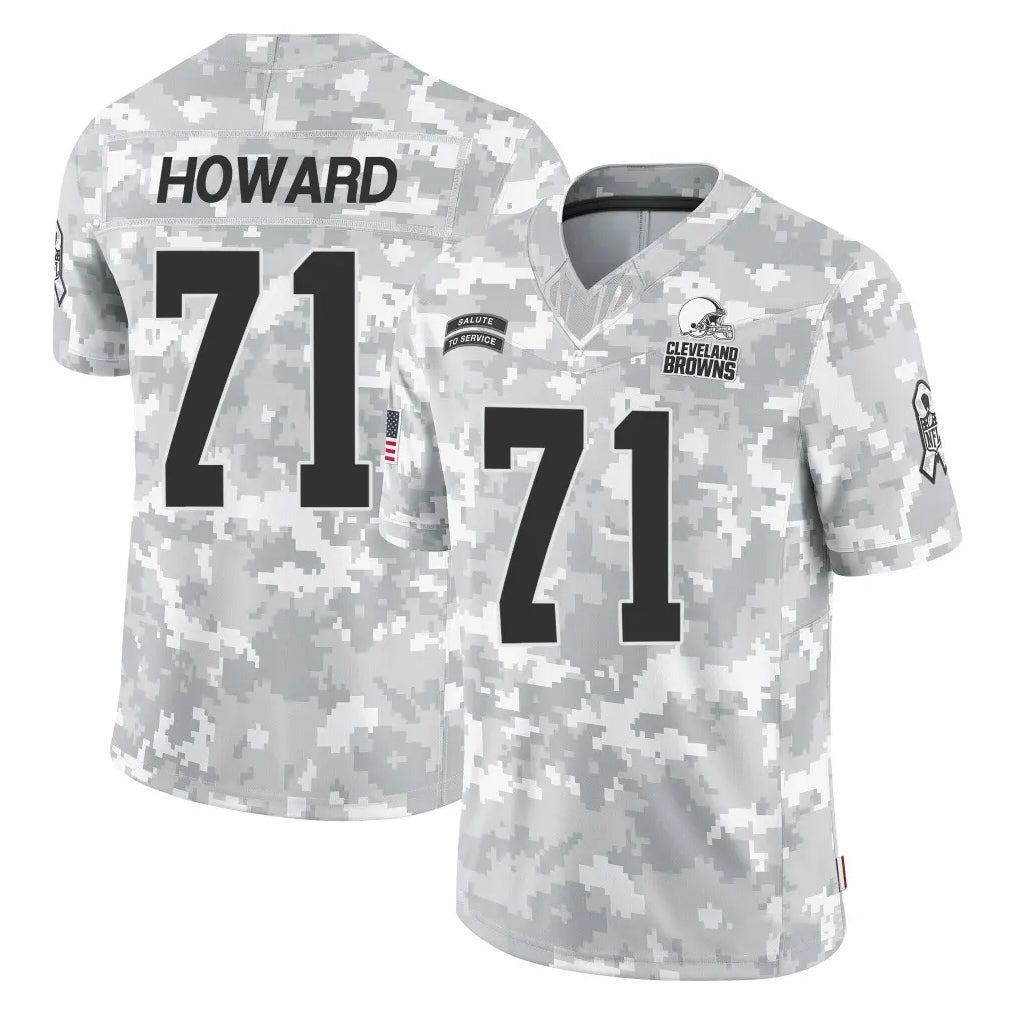 C.Browns #71 Tytus Howard Player Arctic Camo Salute to Service Limited Home Game Ldoa Stitched Jerseys