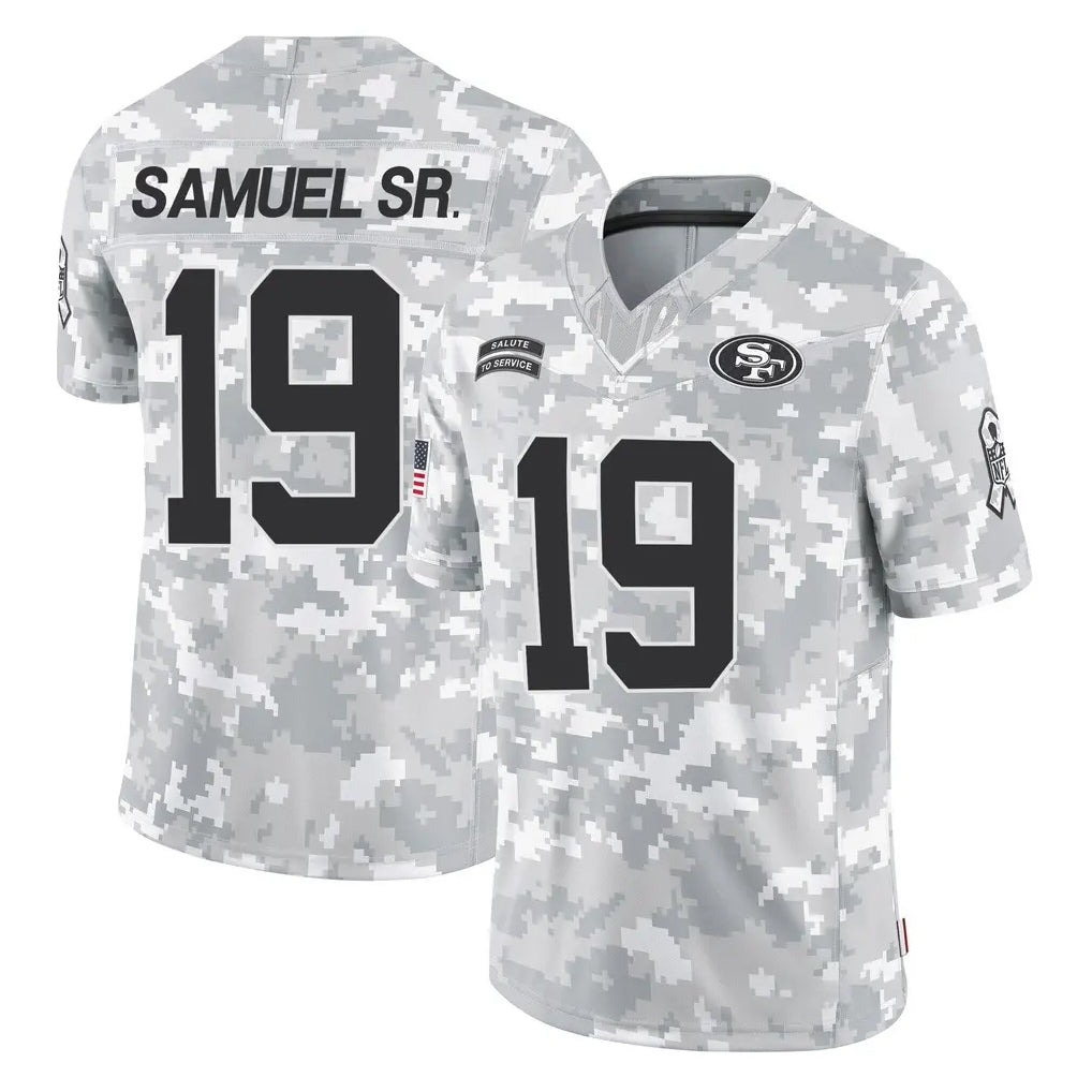 SF.49ers #19 Deebo Samuel Sr. Player Arctic Camo Limited Salute To Service Home Game Ldoa Stitched Jerseys