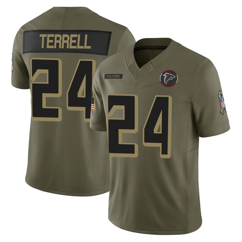 A.Falcons #24 A.J. Terrell Jr. Player Olive Salute To Service Limited Home Game Ldoa Stitched Jerseys