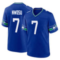 S.Seahawks #7 Uchenna Nwosu Player Royal Throwback Home Game Ldoa Stitched Jerseys