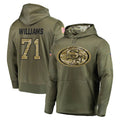 SF.49ers #71 Trent Williams Player Olive Salute to Service Pullover Hoodie Home Game Ldoa Stitched Jerseys