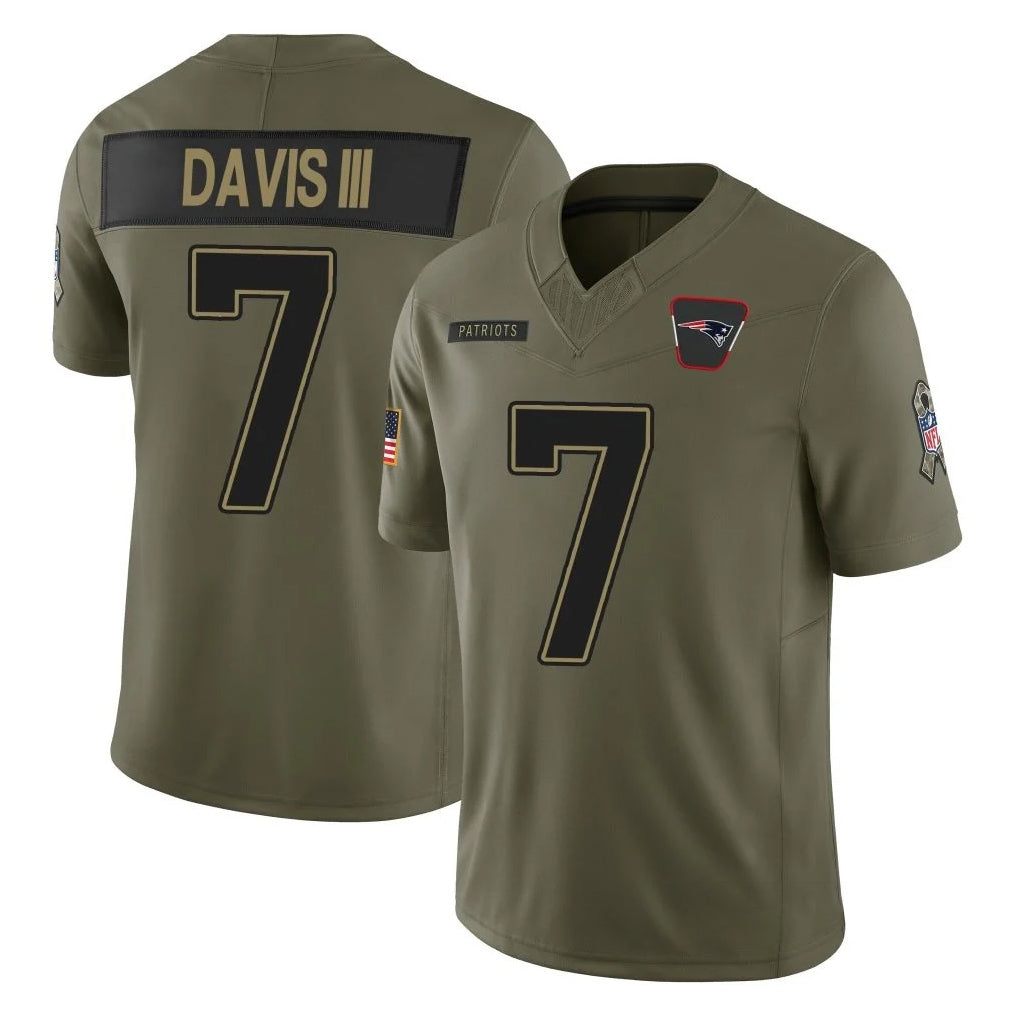 NE.Patriots #7 Carlton Davis III Player Olive 2025 Salute To Service Limited Ldoa Stitched Jerseys