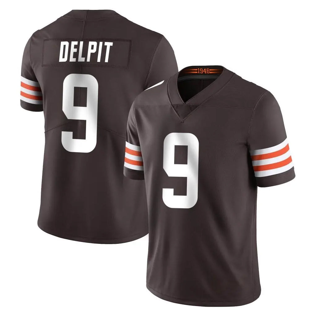 C.Browns #9 Grant Delpit Player Brown Color Vapor Untouchable Limited Home Game Ldoa Stitched Jerseys