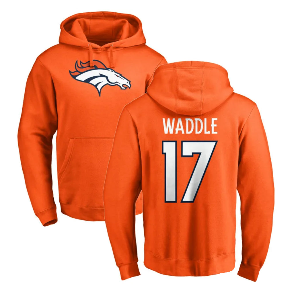 D.Broncos #17 Jaylen Waddle Player Orange Pullover Hoodie Limited Ldoa Stitched Jerseys