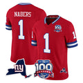 NY.Giants #1 Malik Nabers Player Red 100th Season & State Patch Vapor Limited Home Game Ldoa Stitched Jerseys