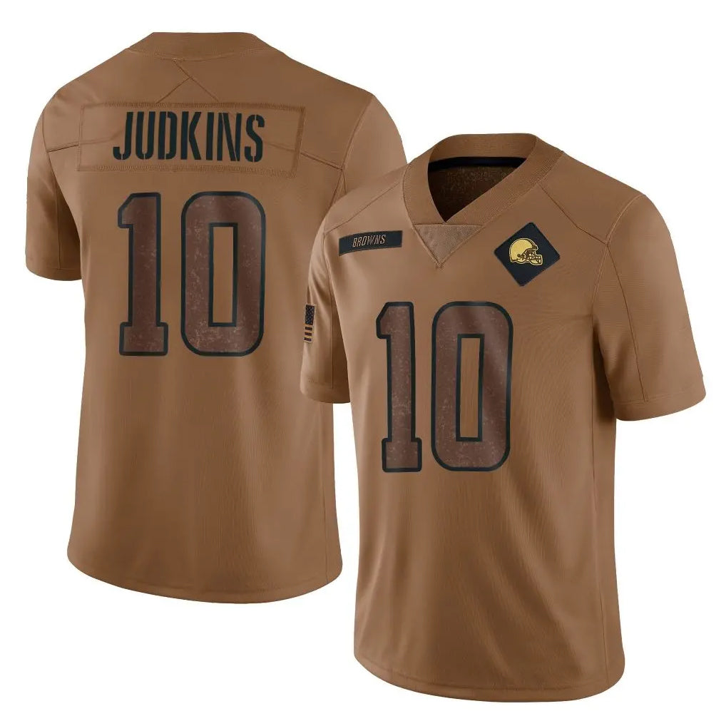 C.Browns #10 Quinshon Judkins Player Brown Salute to Service Limited Home Game Ldoa Stitched Jerseys