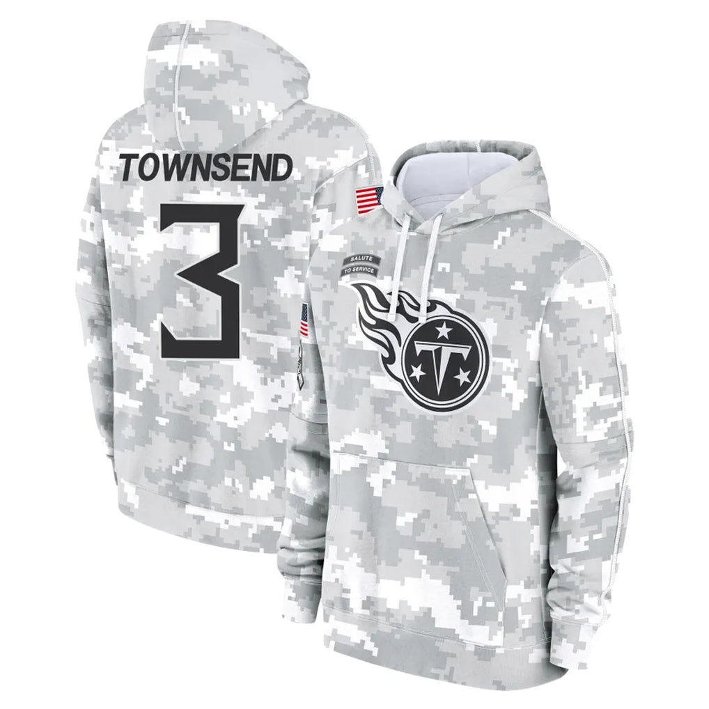 T.Titans #3 Tommy Townsend Player Camo Arctic Salute to Service Pullover Hoodies Home Game Ldoa Stitched Jerseys